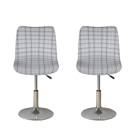 Grey Tattersall Pattern Print Bar Stool Covers