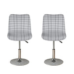 Grey Tattersall Pattern Print Bar Stool Covers