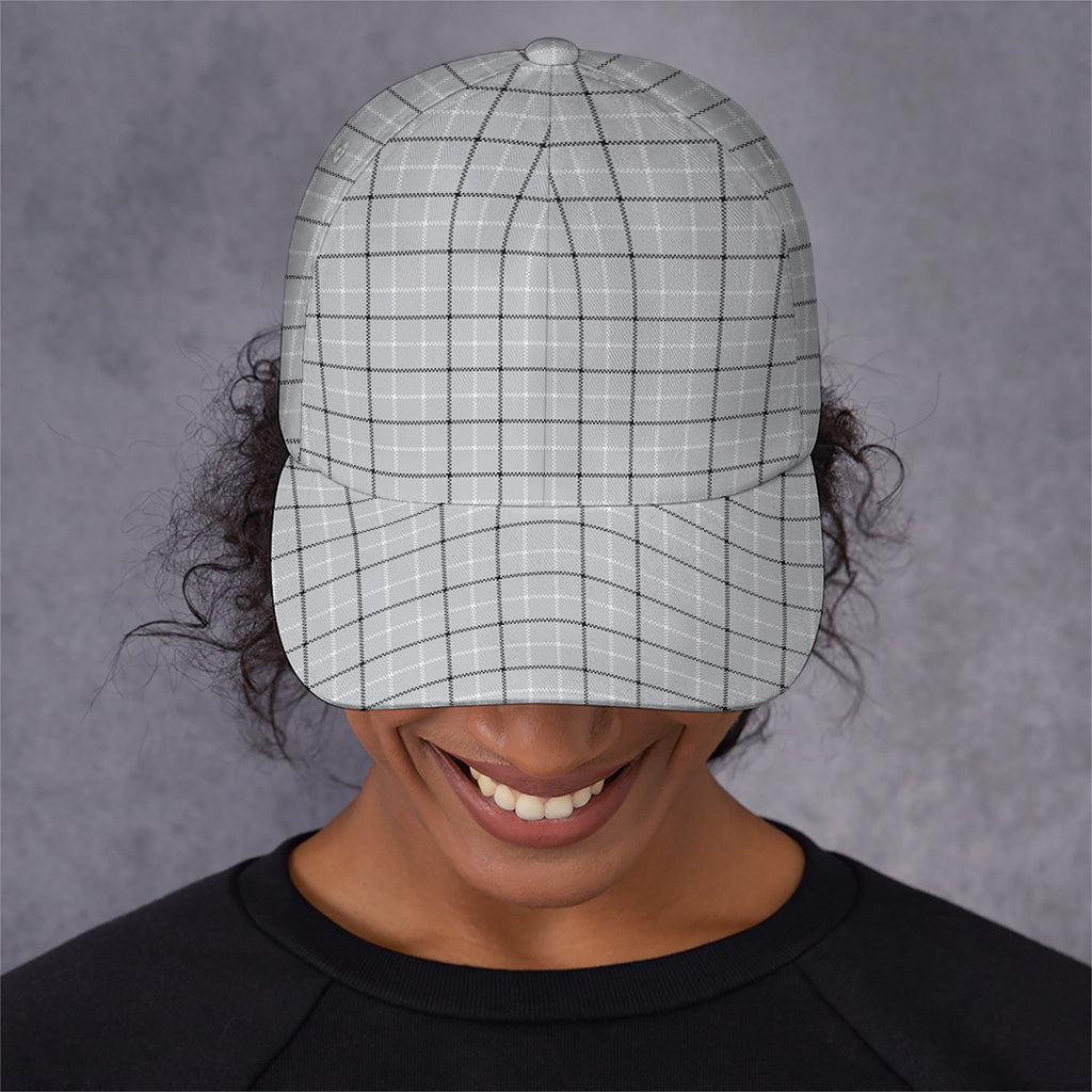Grey Tattersall Pattern Print Baseball Cap