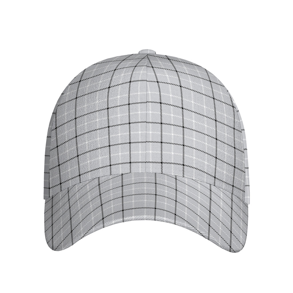 Grey Tattersall Pattern Print Baseball Cap