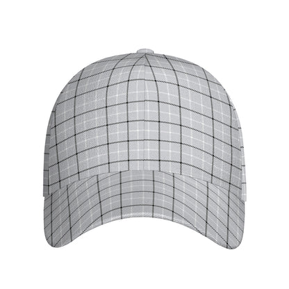 Grey Tattersall Pattern Print Baseball Cap