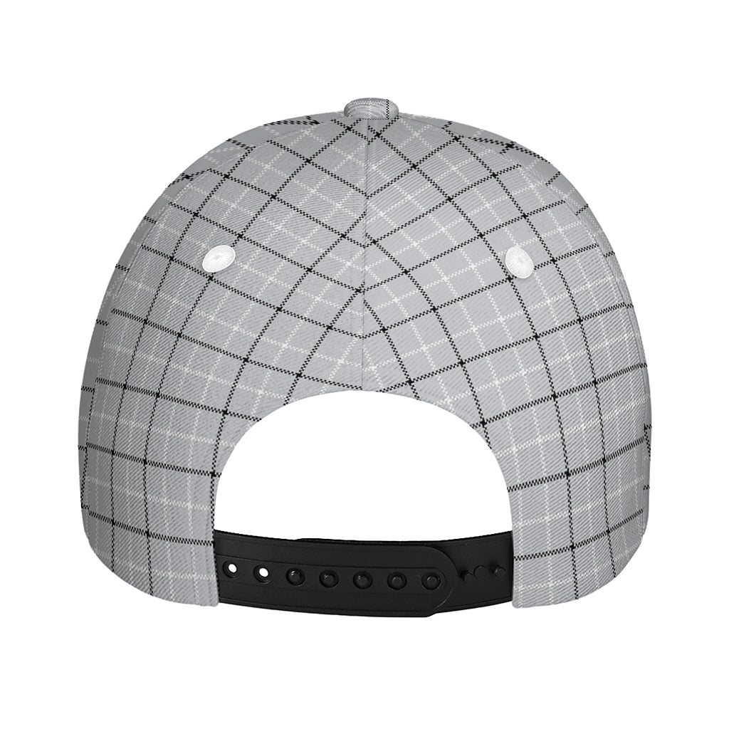 Grey Tattersall Pattern Print Baseball Cap