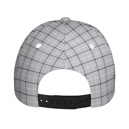 Grey Tattersall Pattern Print Baseball Cap