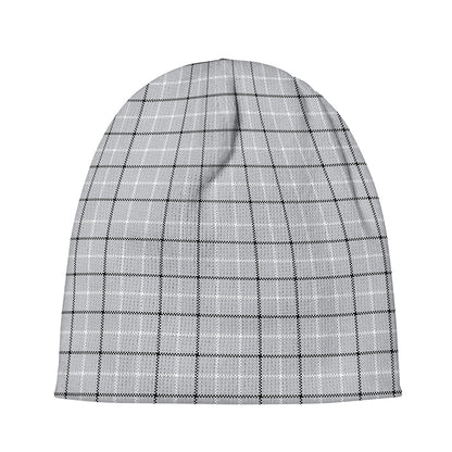 Grey Tattersall Pattern Print Beanie