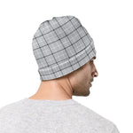Grey Tattersall Pattern Print Beanie