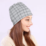 Grey Tattersall Pattern Print Beanie
