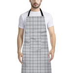 Grey Tattersall Pattern Print Bib Apron With Pocket