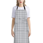 Grey Tattersall Pattern Print Bib Apron With Pocket