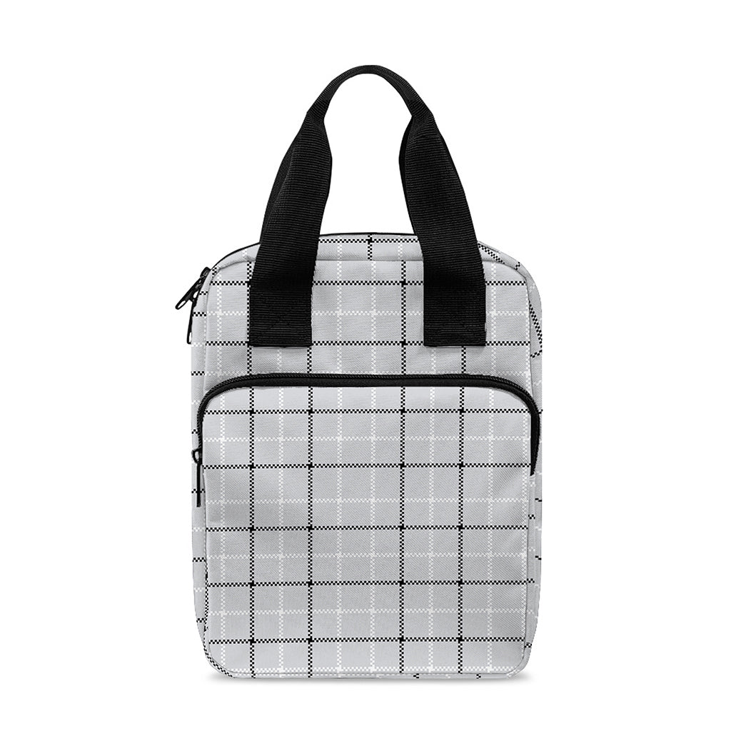 Grey Tattersall Pattern Print Bible Tote Bag