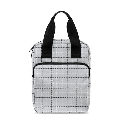 Grey Tattersall Pattern Print Bible Tote Bag