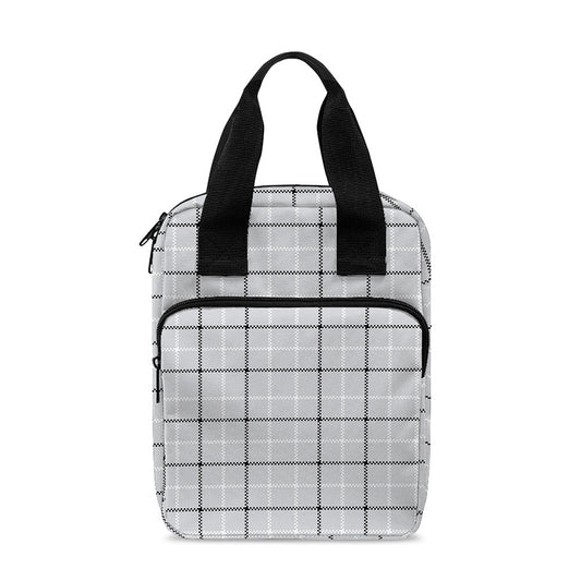 Grey Tattersall Pattern Print Bible Tote Bag