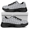 Grey Tattersall Pattern Print Black Chunky Shoes