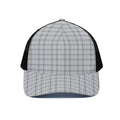 Grey Tattersall Pattern Print Black Mesh Trucker Hat