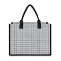 Grey Tattersall Pattern Print Canvas Tote Bag