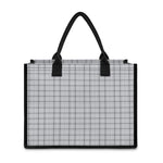 Grey Tattersall Pattern Print Canvas Tote Bag