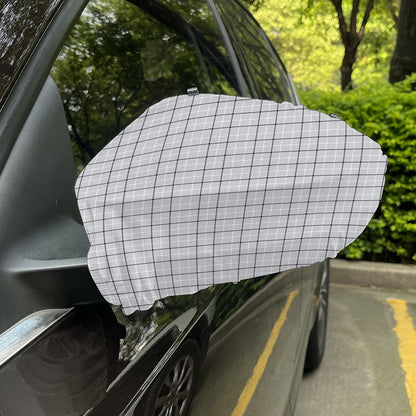 Grey Tattersall Pattern Print Car Side Mirror Covers