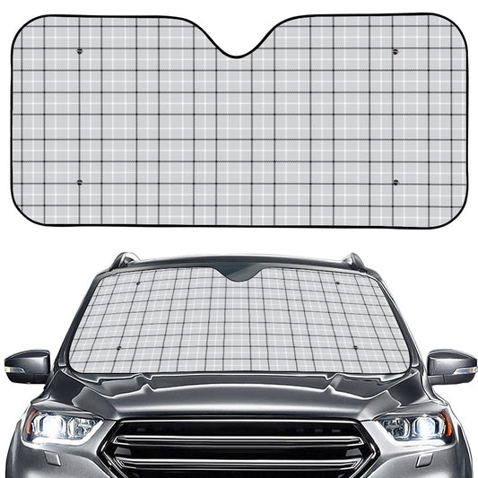 Grey Tattersall Pattern Print Car Windshield Sun Shade