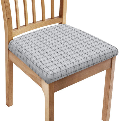 Grey Tattersall Pattern Print Chair Cushion Cover