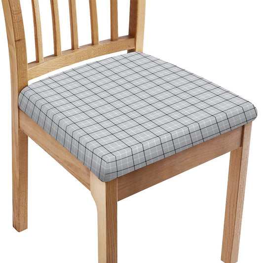 Grey Tattersall Pattern Print Chair Cushion Cover
