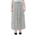 Grey Tattersall Pattern Print Chiffon Maxi Skirt