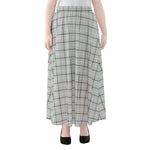 Grey Tattersall Pattern Print Chiffon Maxi Skirt
