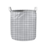Grey Tattersall Pattern Print Collapsible Laundry Basket