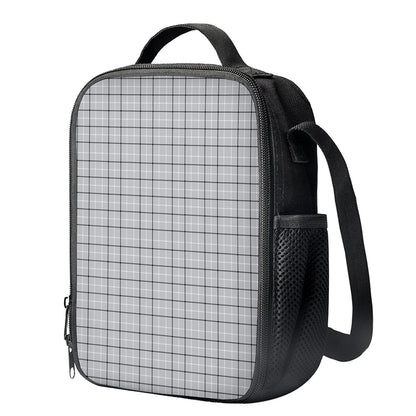 Grey Tattersall Pattern Print Crossbody Lunch Bag