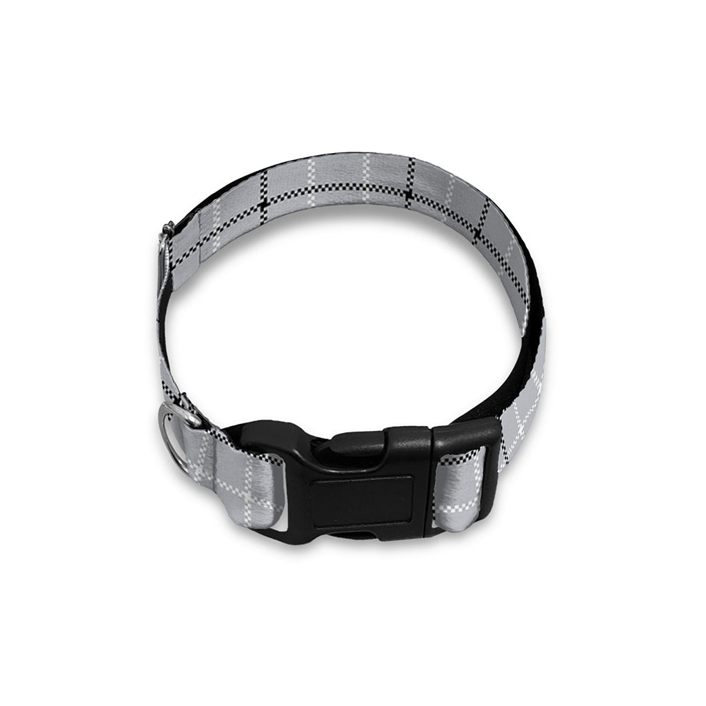 Grey Tattersall Pattern Print Dog Collar