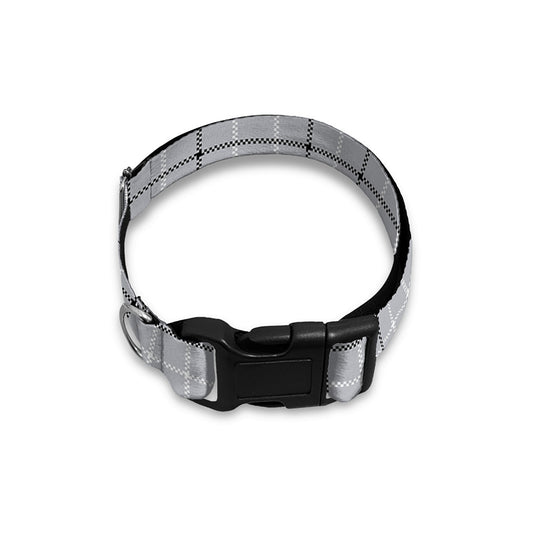 Grey Tattersall Pattern Print Dog Collar