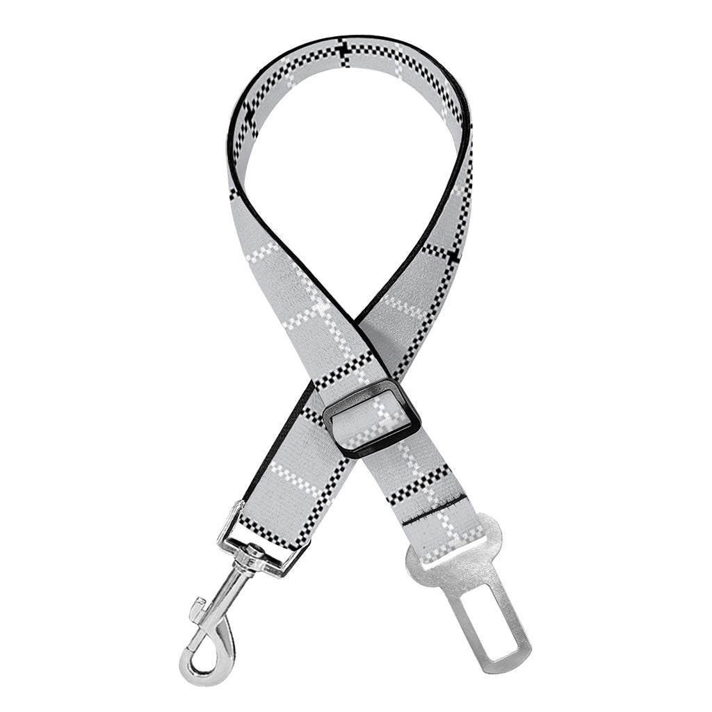 Grey Tattersall Pattern Print Dog Seat Belt