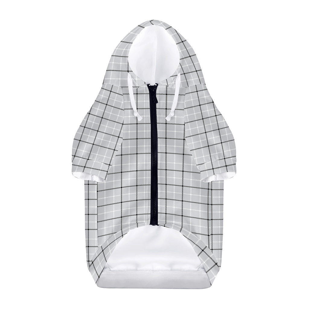 Grey Tattersall Pattern Print Dog Zip Up Hoodie
