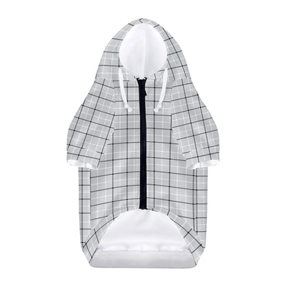 Grey Tattersall Pattern Print Dog Zip Up Hoodie