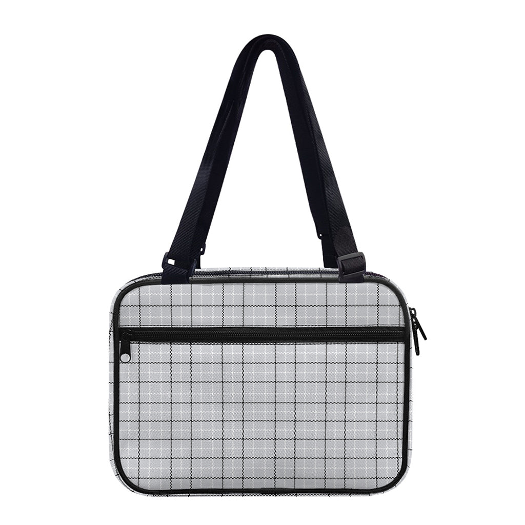 Grey Tattersall Pattern Print Double Strap Bible Bag