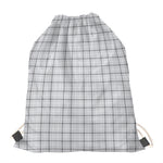 Grey Tattersall Pattern Print Drawstring Bag
