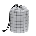Grey Tattersall Pattern Print Drawstring Makeup Bag