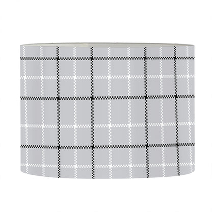 Grey Tattersall Pattern Print Drum Lamp Shade