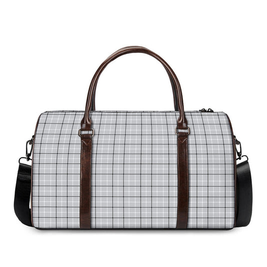 Grey Tattersall Pattern Print Duffle Bag