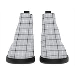 Grey Tattersall Pattern Print Flat Ankle Boots