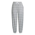 Grey Tattersall Pattern Print Fleece Lined Knit Pants