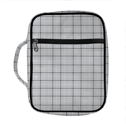 Grey Tattersall Pattern Print Front Pocket Bible Bag