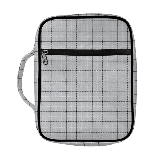 Grey Tattersall Pattern Print Front Pocket Bible Bag