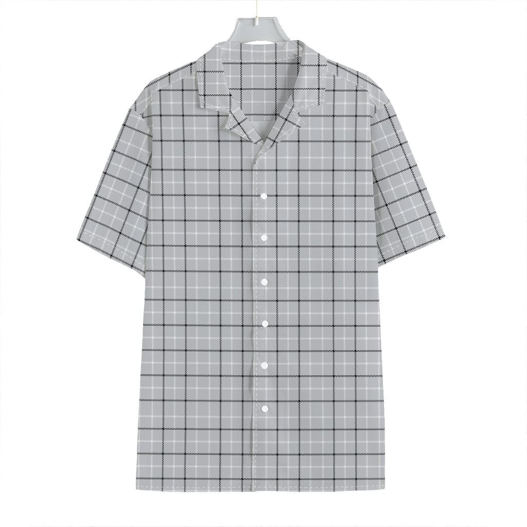 Grey Tattersall Pattern Print Hawaiian Shirt