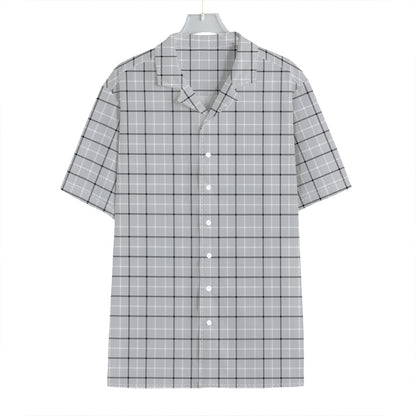 Grey Tattersall Pattern Print Hawaiian Shirt