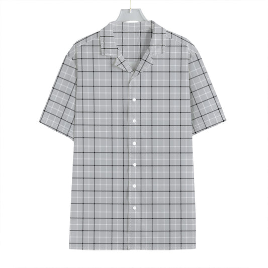 Grey Tattersall Pattern Print Hawaiian Shirt