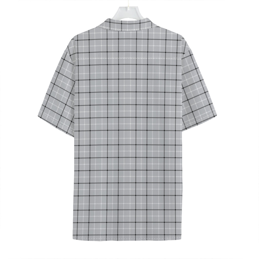 Grey Tattersall Pattern Print Hawaiian Shirt