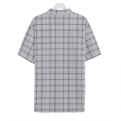 Grey Tattersall Pattern Print Hawaiian Shirt
