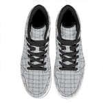Grey Tattersall Pattern Print High Top Leather Sneakers