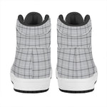 Grey Tattersall Pattern Print High Top Leather Sneakers