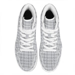 Grey Tattersall Pattern Print High Top Leather Sneakers