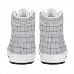 Grey Tattersall Pattern Print High Top Leather Sneakers